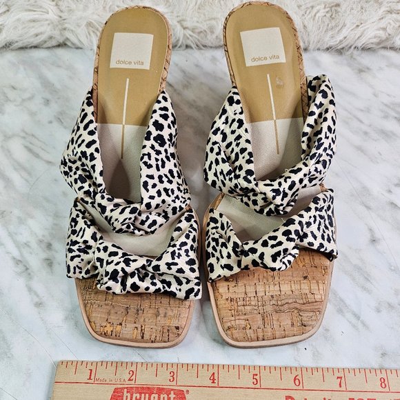 Dolce Vita Women's Leopard Strapped Cork Wedge Sandals EU-38/US L7 M5 - Picture 2 of 7
